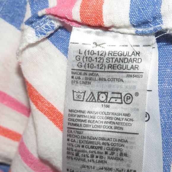 Old Navy Pink Striped Cotton Linen Blend Sleeveless Girls Dress - Picture 6 of 6